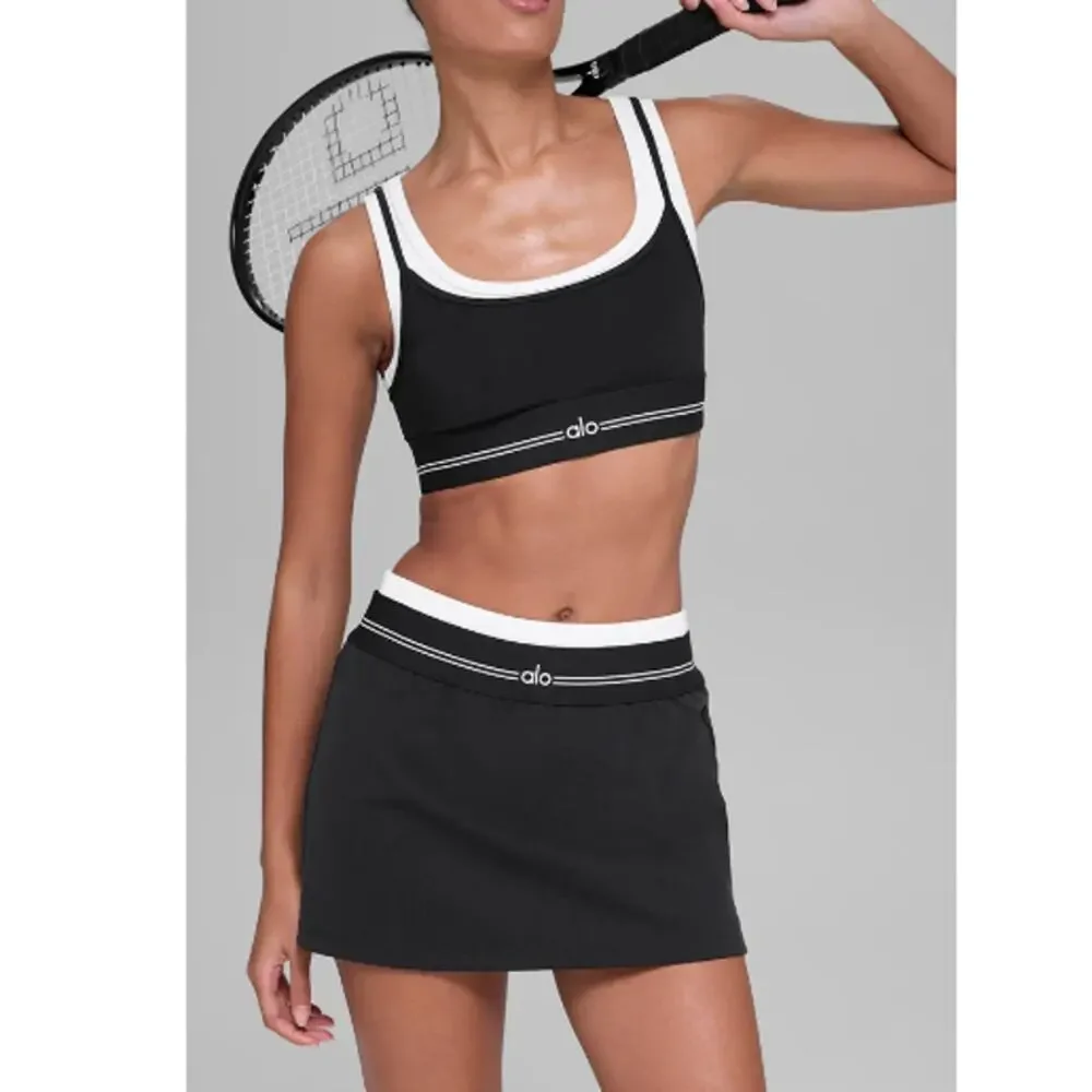 Alo Yoga Women's Black White Airbrush Better Together Tennis Skirt Size L